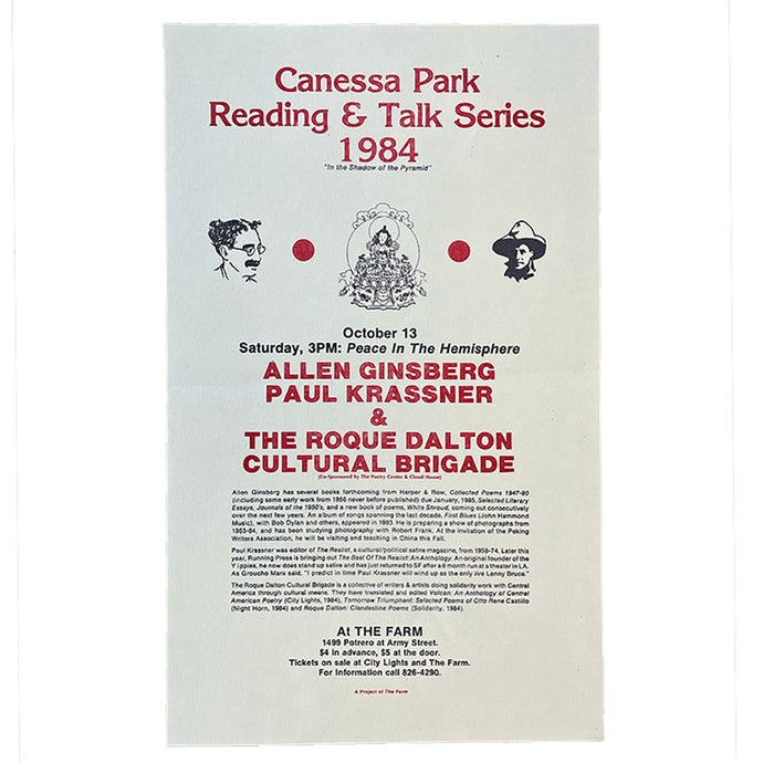 Canessa Park Reading & Talk Series Poster